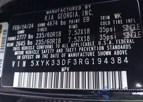 2024 Kia Sportage Ex из США, поврежденный, VIN 5XYK33DF3RG194384